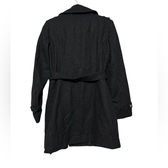 Michael Kors Dark Charcoal Gray Wool Blend Classic Winter Pea Coat Size Medium - Picture 3 of 5